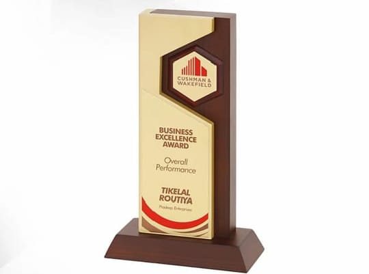Business Excellence Wooden Trophy - Award Solutions Lucknow